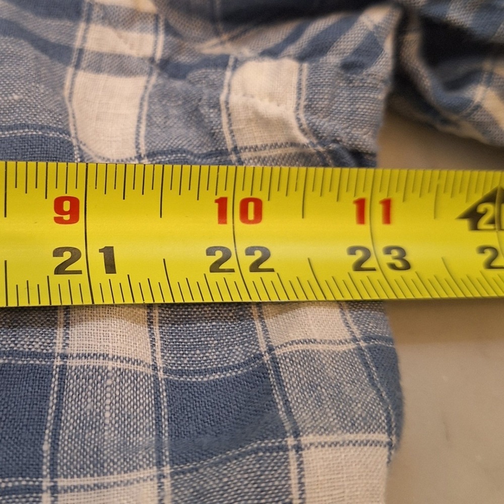 Polo Ralph Lauren Linen Check Pullover Shirt Wom Lg Blue Plaid LS Authenticated - Picture 5 of 11